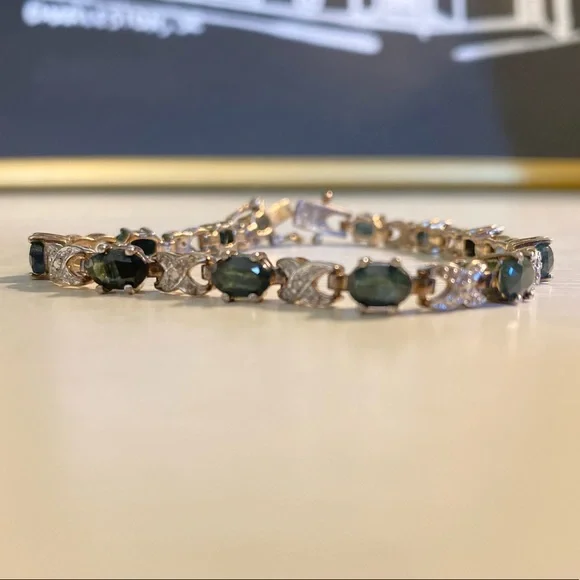 Sapphire with Diamond Accent Tennis Bracelet 💎 - Picture 2 of 5